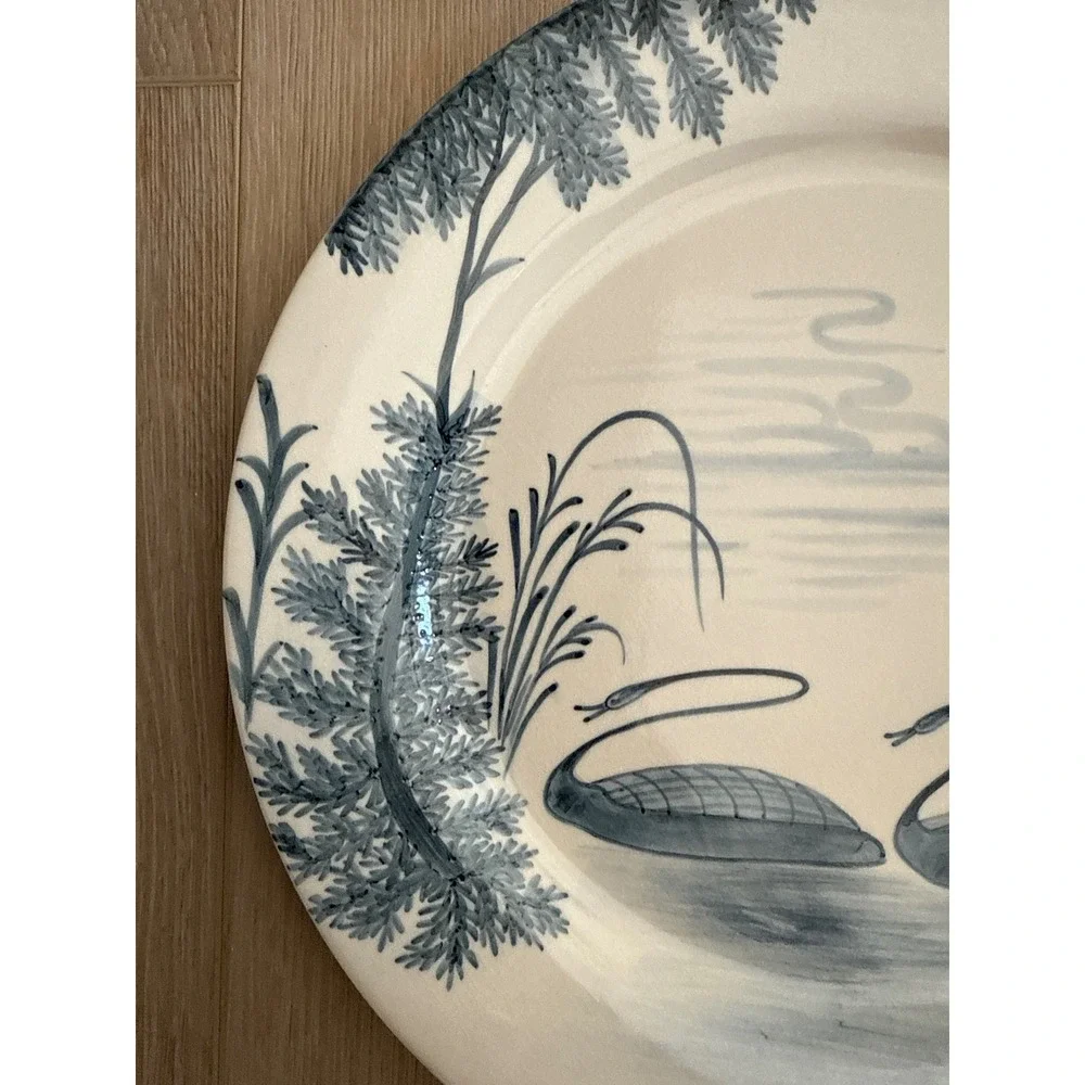 Blue & White Swan Cottage Decorative Wall Plate 12